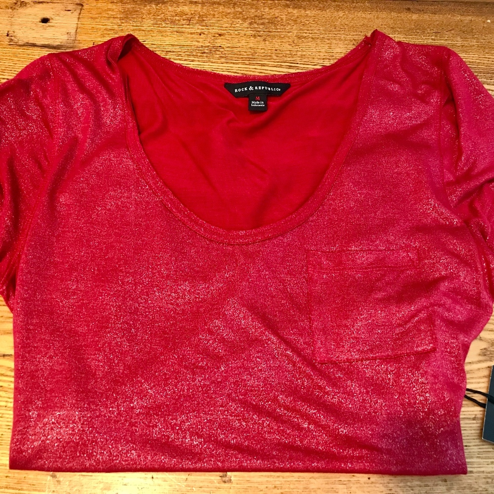 Women's Red Glitter Tee